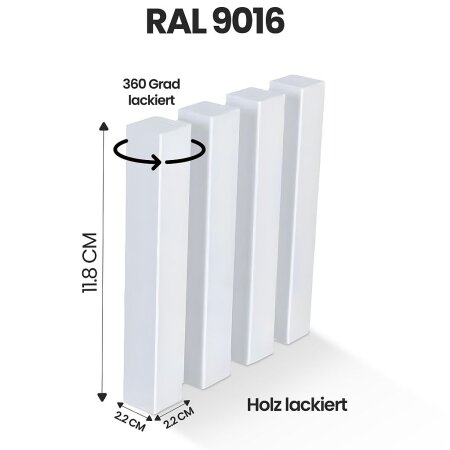 Sockelleisten Turm 22x22x118 in RAL 9016 Holz lackiert